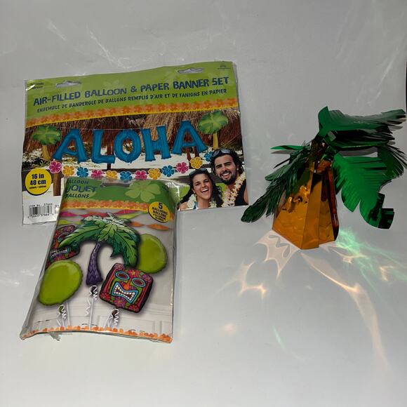 10 Piece Luau Hawaiian Hawaii Party Decorations Banner Balloons - Picture 9 of 13